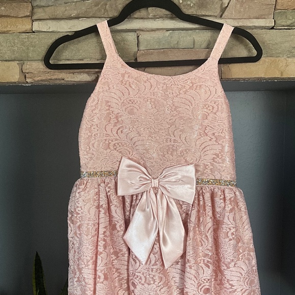 Holiday Party 2-Pc Lace Metallic Dress Sweater Set Party Formal Event Pink 14 - Picture 5 of 9